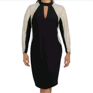Xscape Womens Black Keyhole Md Cocktail and Party Dress Plus 18W